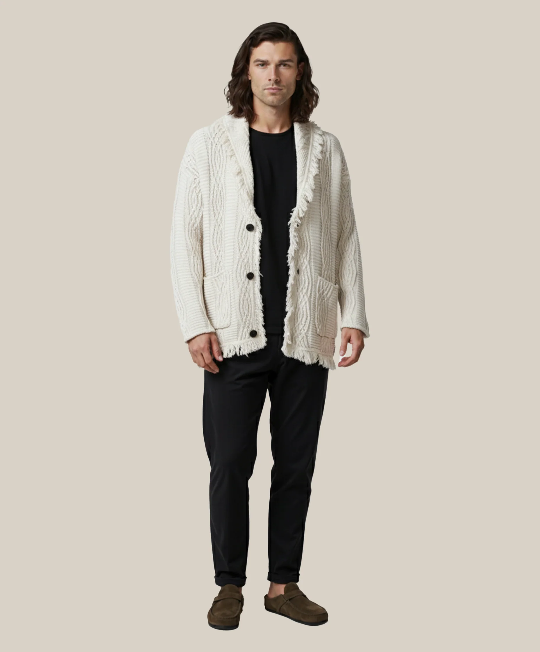 Solstice Ash White V-Neck Heritage Cardigan - Image 5
